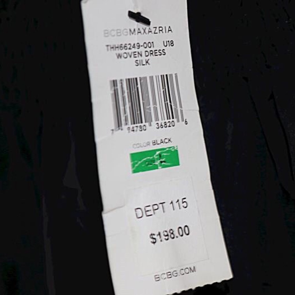 BCBGMaxAzria Black Silk Strapless Dress, Sz Lg - Picture 8 of 8